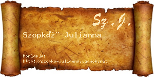 Szopkó Julianna névjegykártya